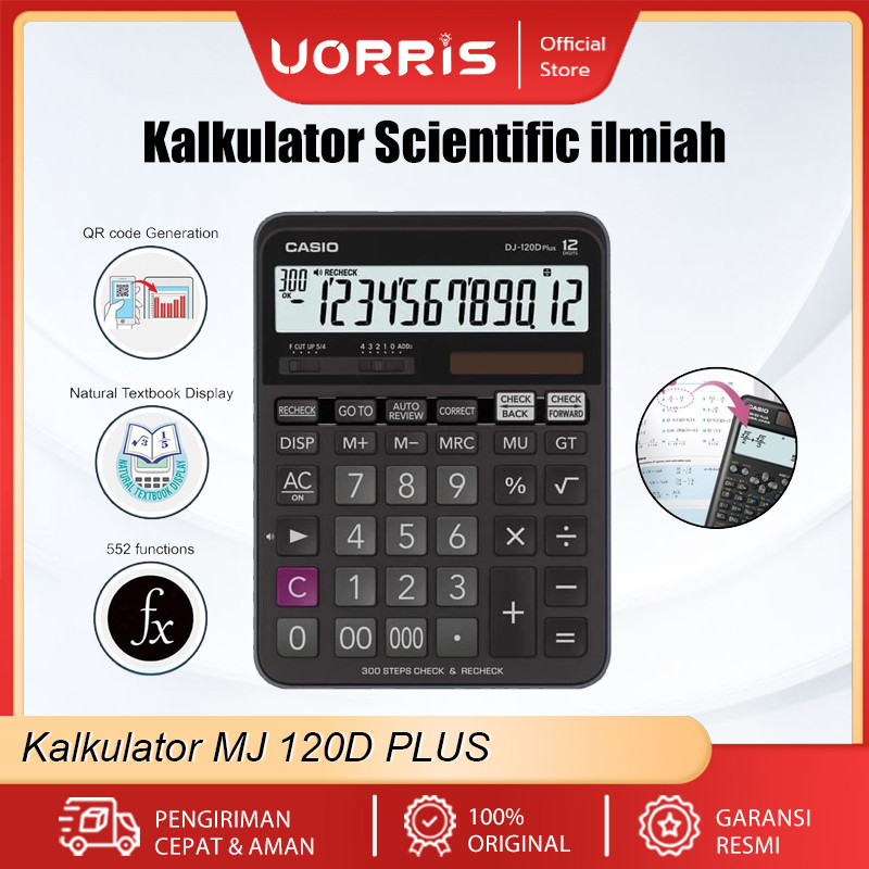 

UORRIS Kalkulator Casio MJ 120D PLUS - besar CHECK CORRECT Kalkulator Meja Check Correct 100% asli