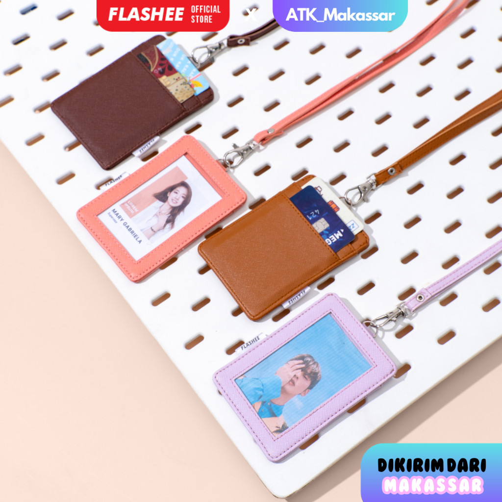 

Name Tag ID Card Holder Kulit Lanyard Termurah Berkualitas PU Leather Lanyard NameTag ID Card Holder