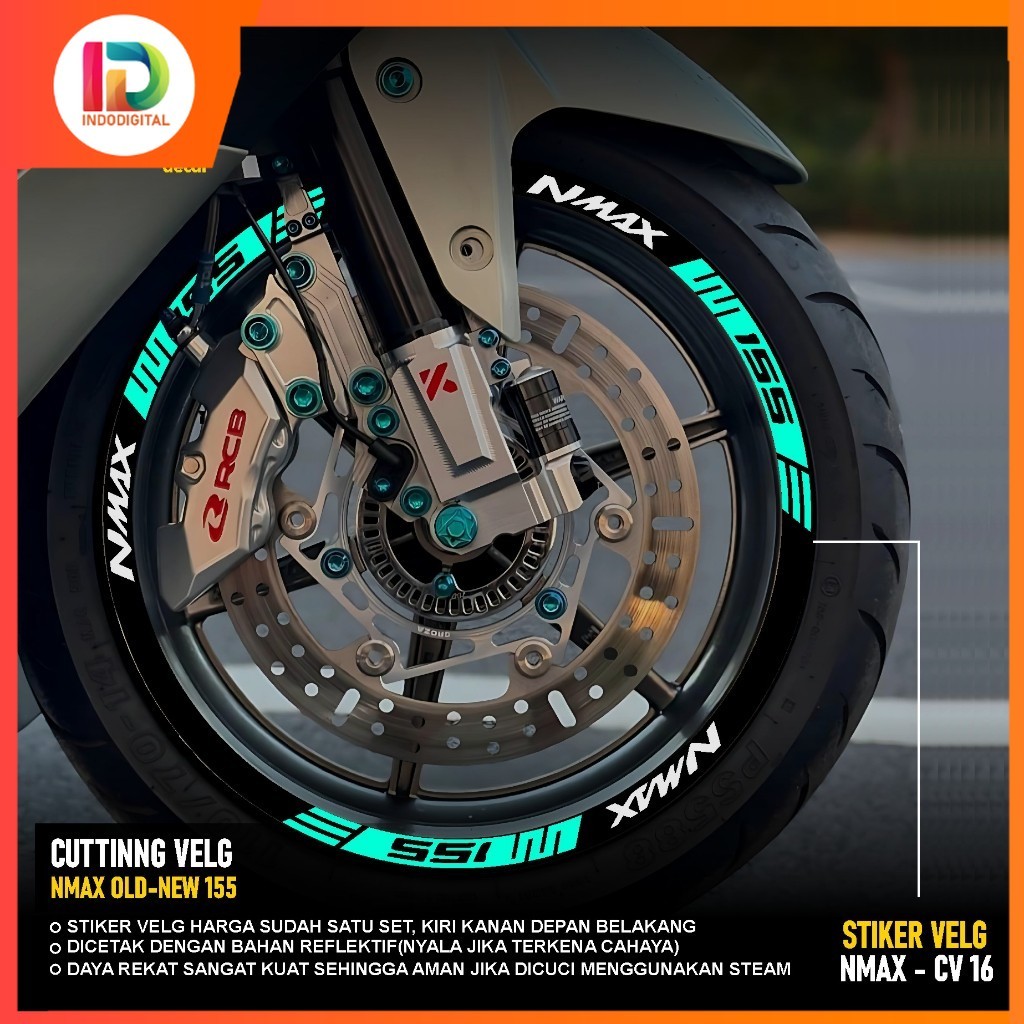 Stiker Velg NMAX 155 old new sepeda motor ring R13 desain 16 Cutting velk nmax lis Sticker variasi y