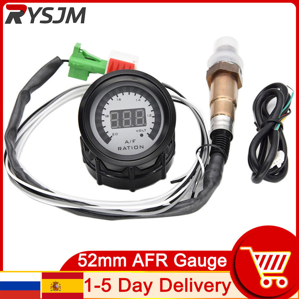 52mm gital Air Fuel Ratio Gauge With Narrowband O2 Oxygen Sensor Car Gauge AFR Fit for 12V Car Voltm