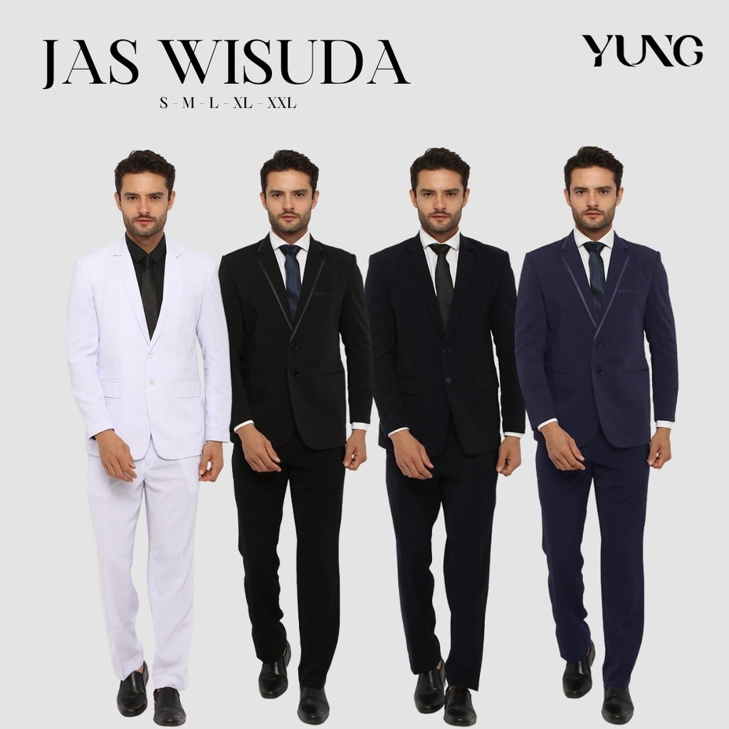 YUNG BANDUNG - Jas Wisuda Blazer Pria Hitam List Pinggir Jas Formal Jas Pengantin Nikah Jas Kerja Mu