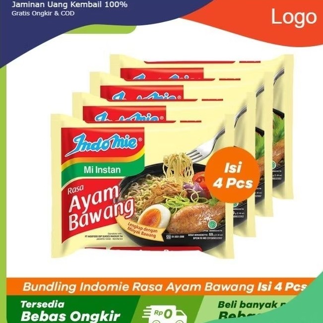 

LBJ Paket Bundling Indomie Mie Instant Ayam Bawang Pcs Isi 4