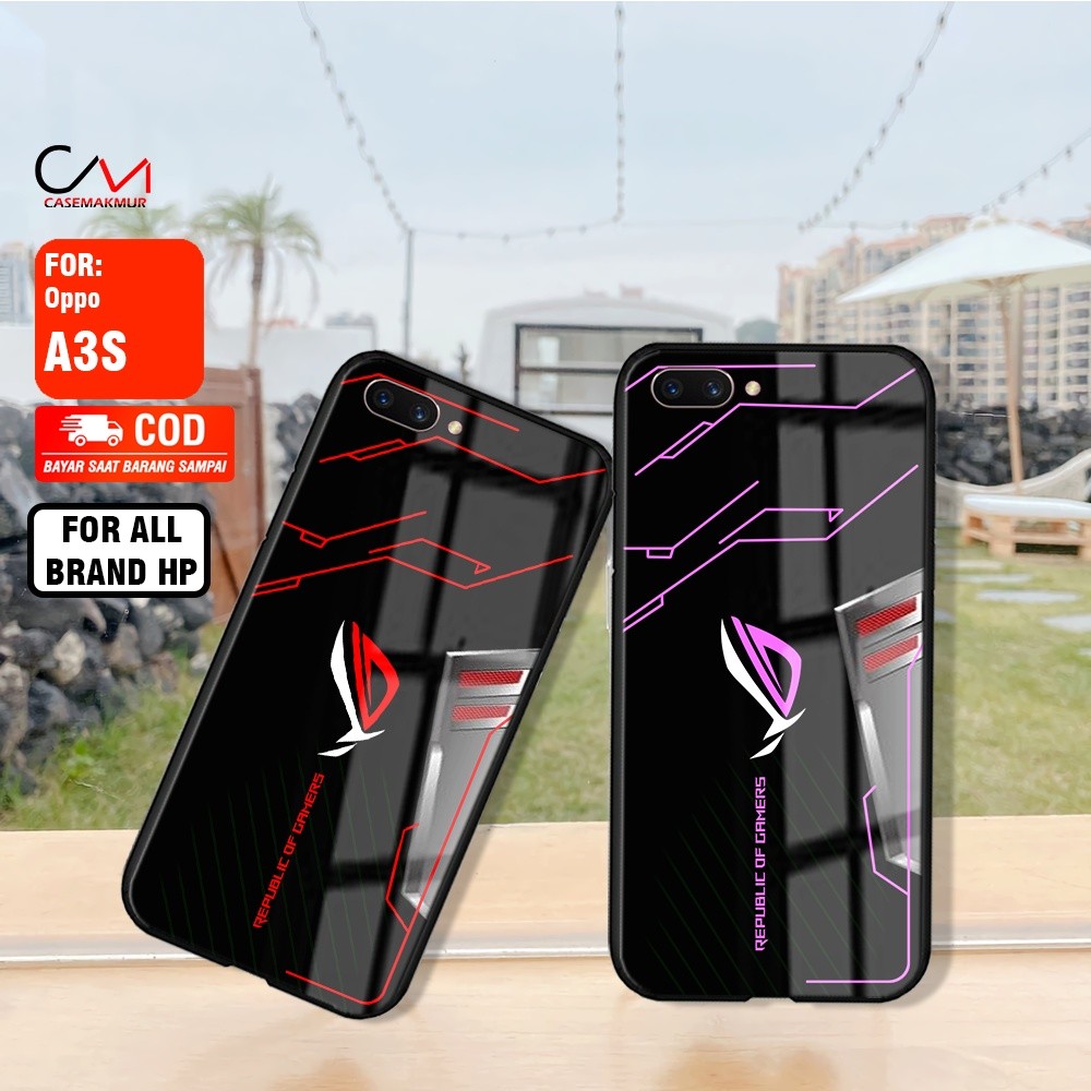 case makmur - [W68] Case kaca mengkilap Oppo A3s silicone soft case hardcase 2s casing tpu mengkilau
