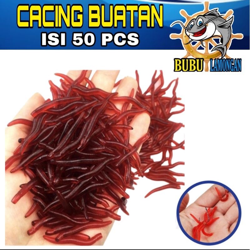 50 pcs cacing buatan/umpan mancing