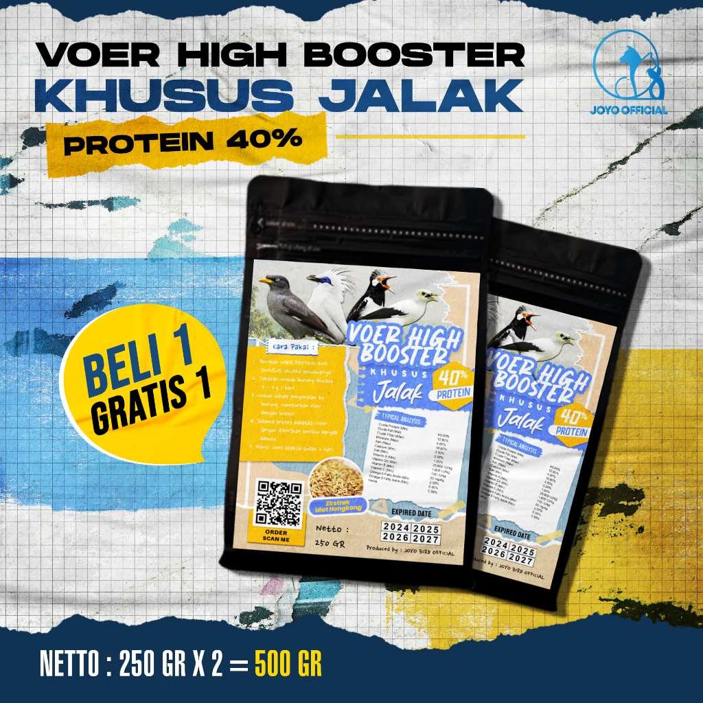 BELI 1 GRATIS  1 MAKANAN BURUNG JALAK JUARA LOMBA | VOER HIGH BOOSTER  PROTEIN 40% ( KHUSUS JALAK ) 