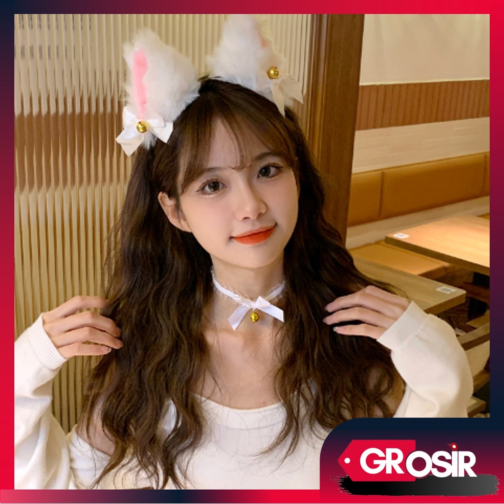 Grosir - F5892 Bando Telinga Kucing Nekomimi / Bando Bell Kucing Cosplay / Bando Kucing Wanita / Cos