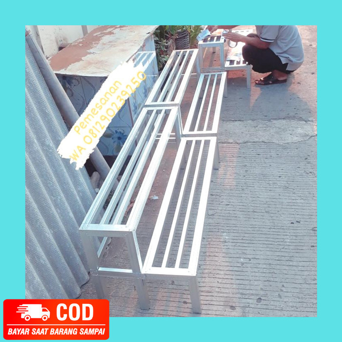 Dudukan Pot Bunga Rak Besi Hollow 2 Susun / Standing Planter Holder - Putih