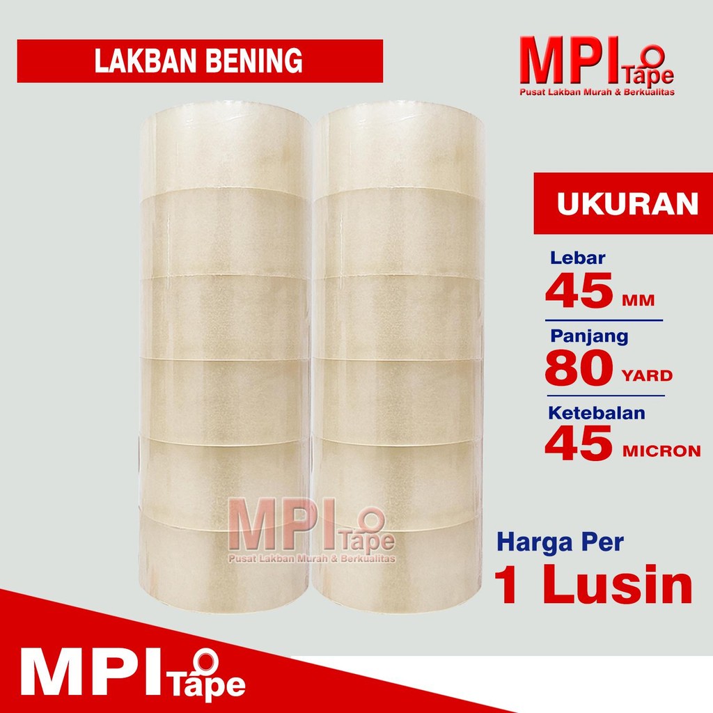 

1 Lusin - Lakban Bening MPI 45 mm x 80 yard - Lakban Packing