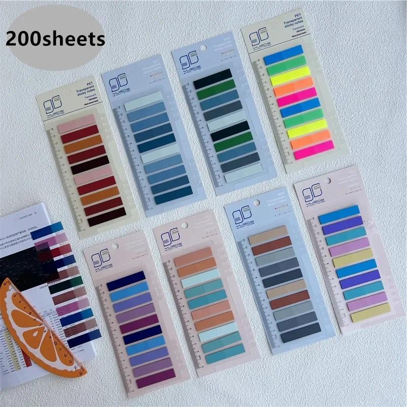 

200 Sheets Transparent Sticky Notes Self-Adhesive BookMarker Annotation Reading Book Clear Tab Kawaii Cute Stationery