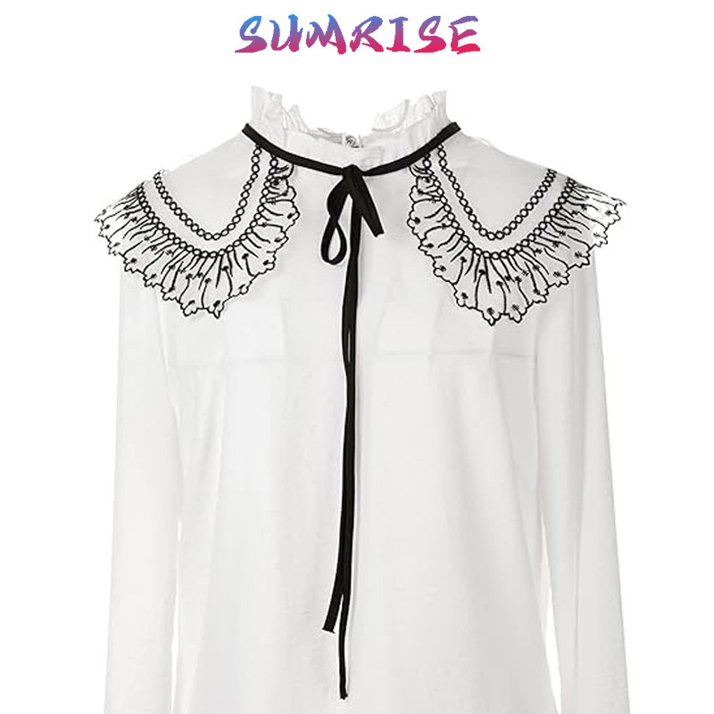 Kerah Instan Korean Style Kerah Palsu Wanita Bordir Renda Fake Collar Dewasa Aksesoris Fashion