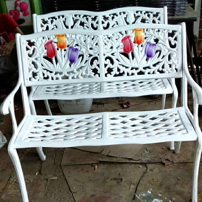 kursi taman full besi cor - Hijau