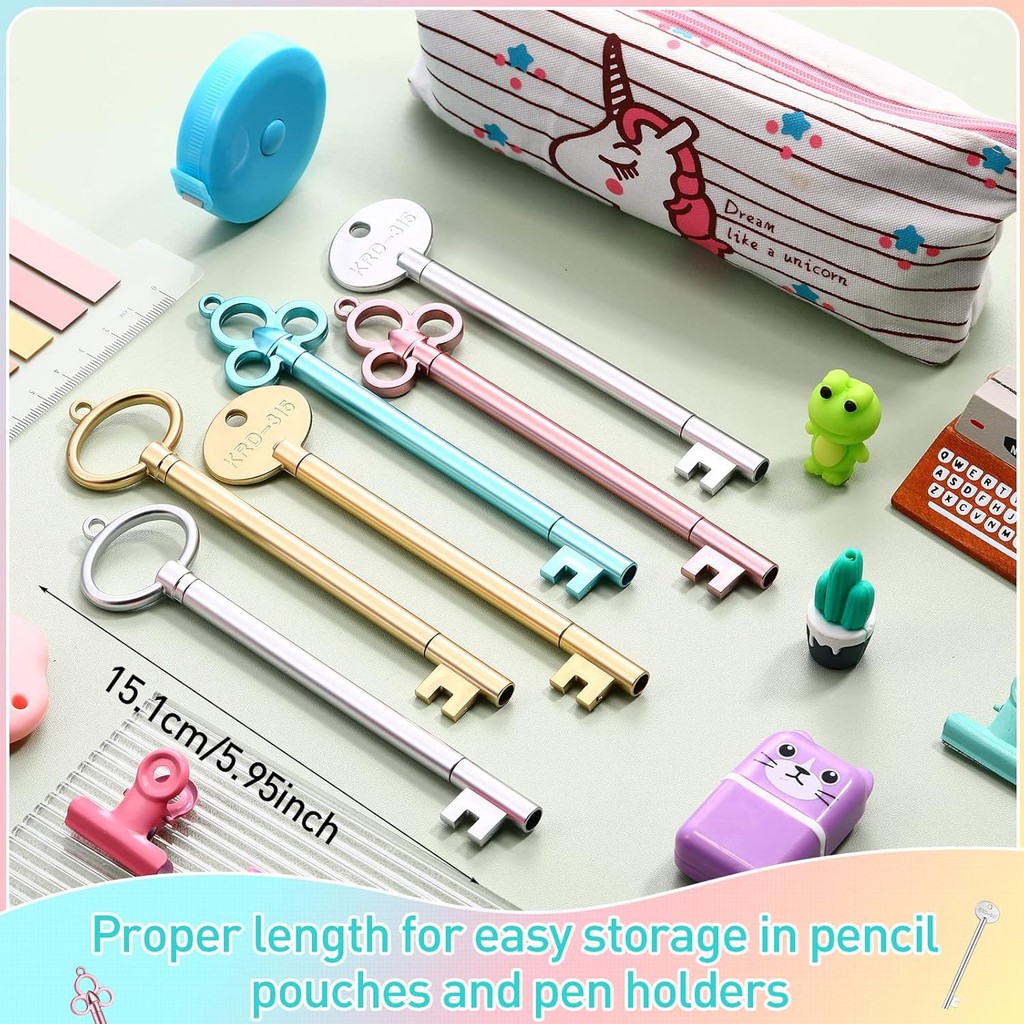 

50Pcs/Lot Creative Fancy Key Shape Vintage 0.5mm Black Fine Point Gel Pens For Office Stationary School Supplies Custom