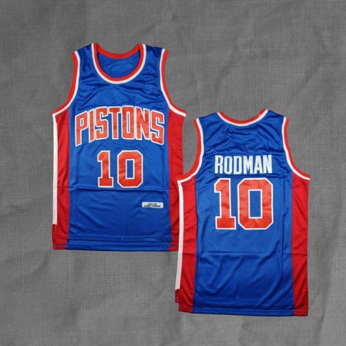 BORDIR Baju Jersey Basket Dennis Rodman Pistons Classic Biru #10 - DETROIT PISTONS BIRU DENNIS RODMA