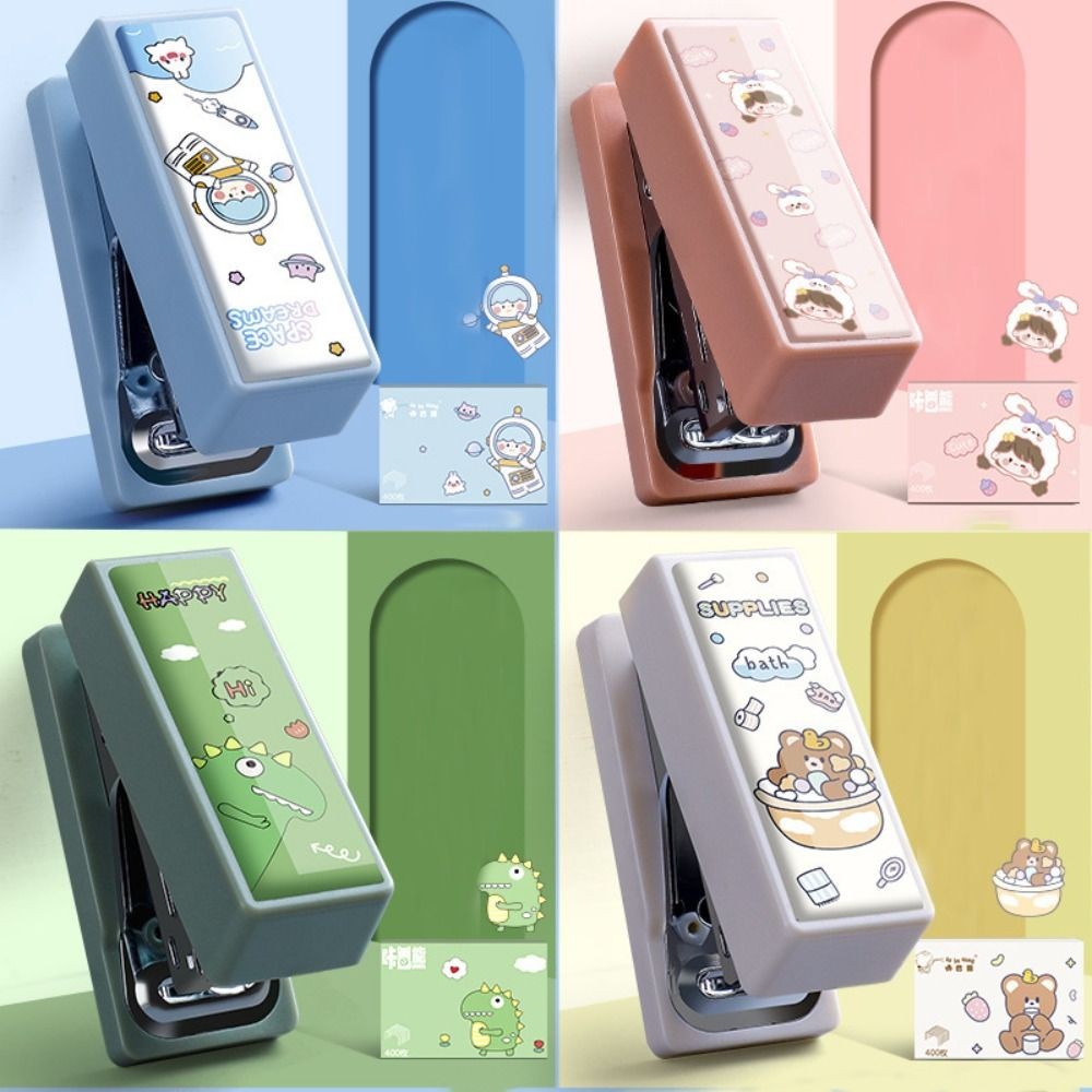

Cute Plastic Cartoon Metal Stapler Set Metal Gift Mini Stapler School Office Supplies Stationery Binding Tools