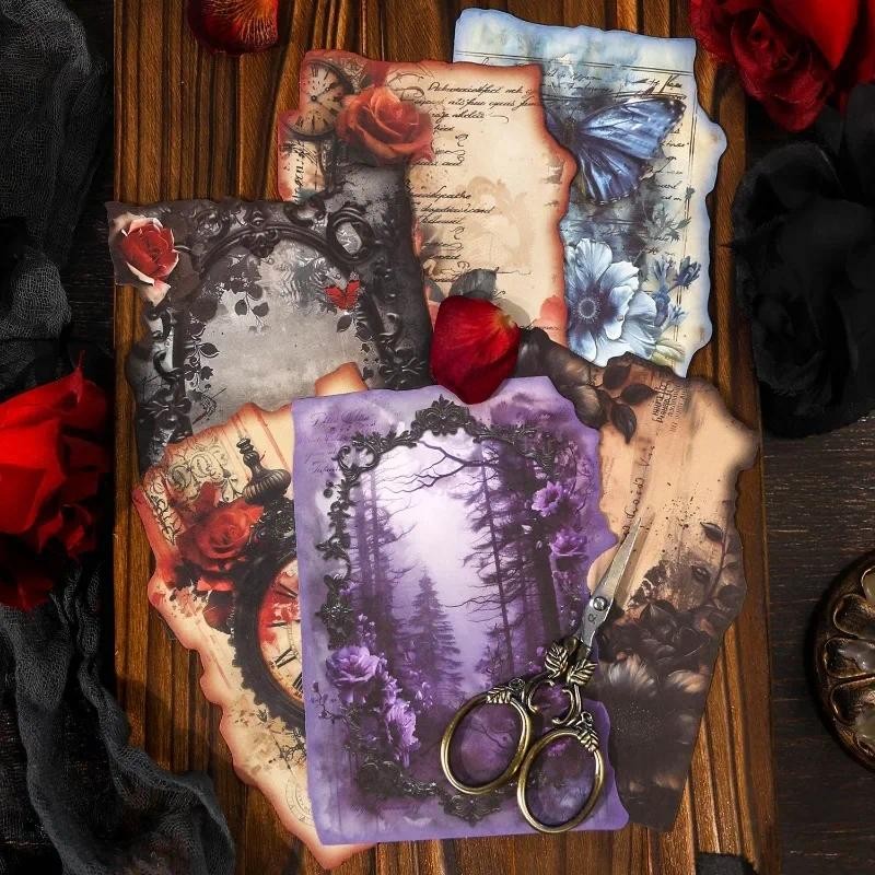 

20Pcs Decorative Collage Butterfly Shadow Bottom Retro European Dark Writing Notebooks Scrapbook 191*109mm Sketch Paper Dream