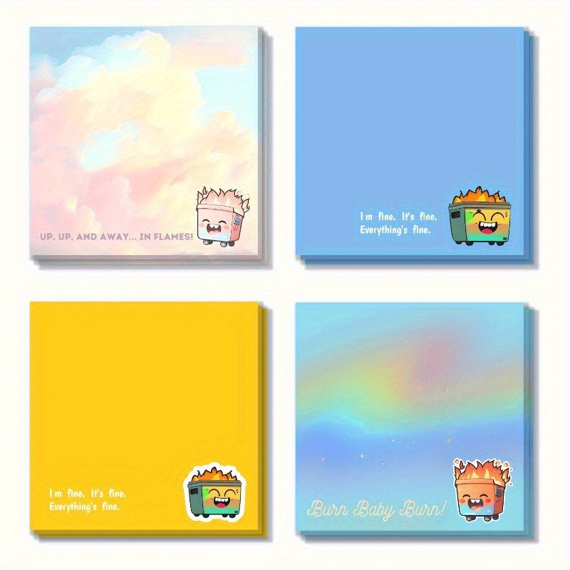 

Dumpster Fire Sticky Notes Funny Office Note Pads Adhesive Funny Cartoon Kawaii Art Office Sticky Notes Home Supplies Gift