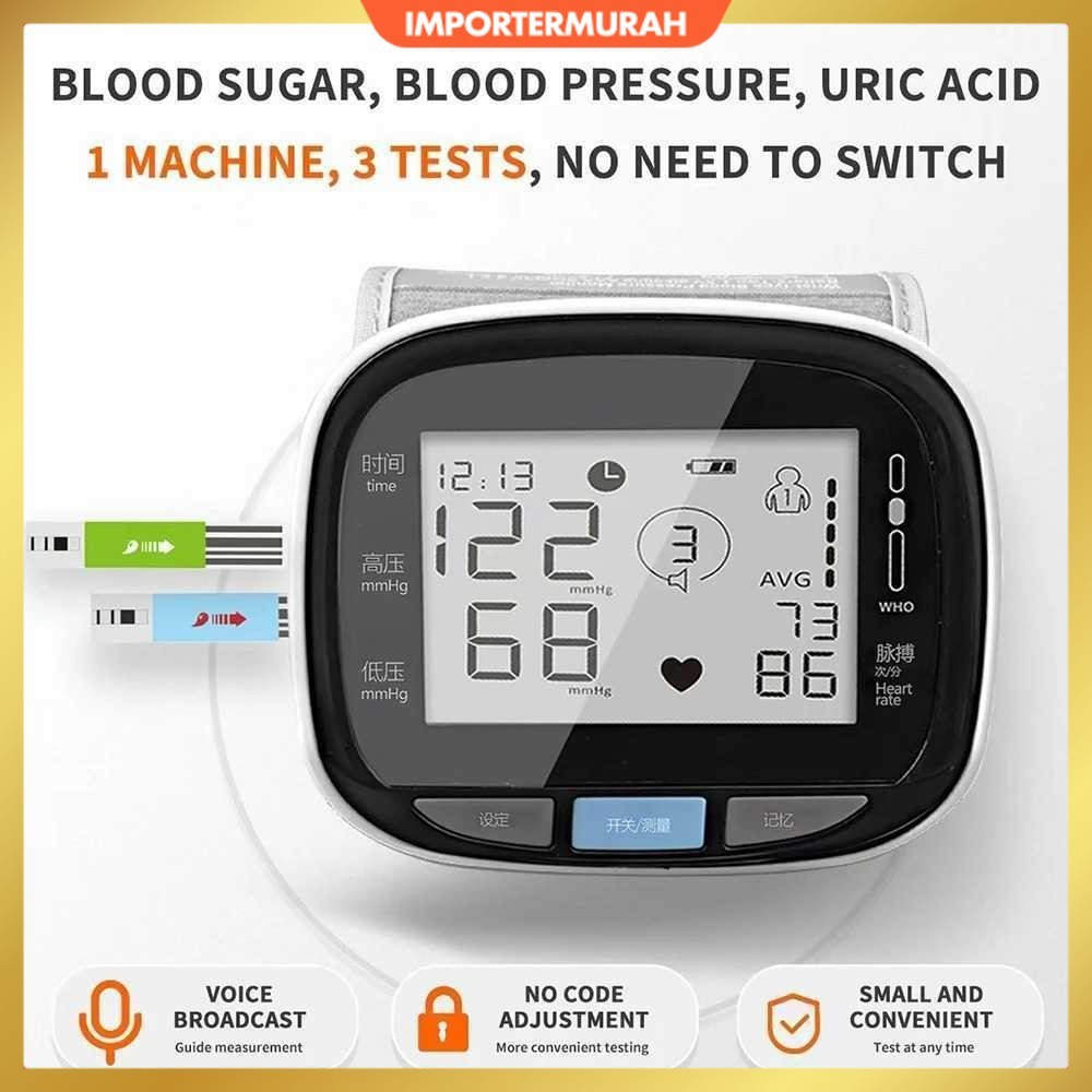 Tensimeter Digital Pengukur Tekanan Darah Gula Darah Asam Urat - LY-31