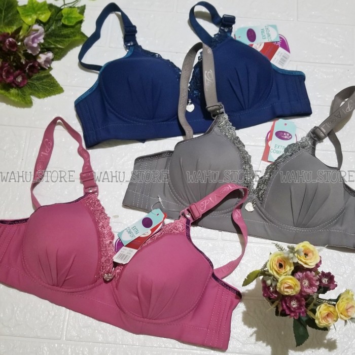 PIAOLI Bra Bh Wanita 3 Pcs Extra Comfort Super Soft Busa Tanpa Kawat - 38