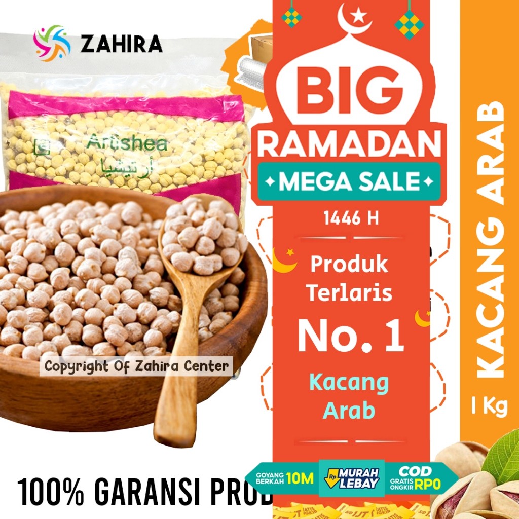 

[florens]KACANG ARAB CHICKPEAS 1KG Premium Matang Souvenir Haji Umroh Mood Booster MPASI Almond Mede Panggang