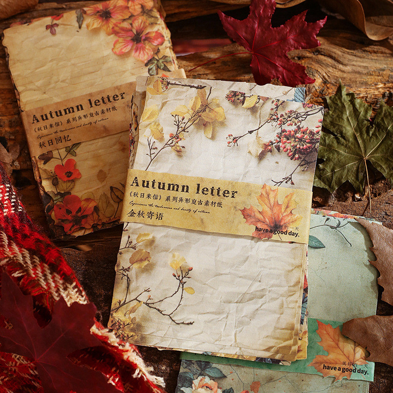 

Mr. Paper, 30pcs/pack, Autumn Themed Floral Material Paper, Decorative Collage Scrapbook, Photo Frame Card Writing Paper