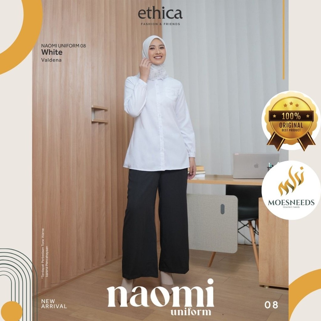 ETHICA Atasan Wanita Tunik Polos Casual Putih Naomi Uniform 08