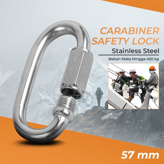 Gantungan Kunci Tas Pengunci Carabiner Safety Lock Bahan Stainless Steel / Aluminium Karabiner