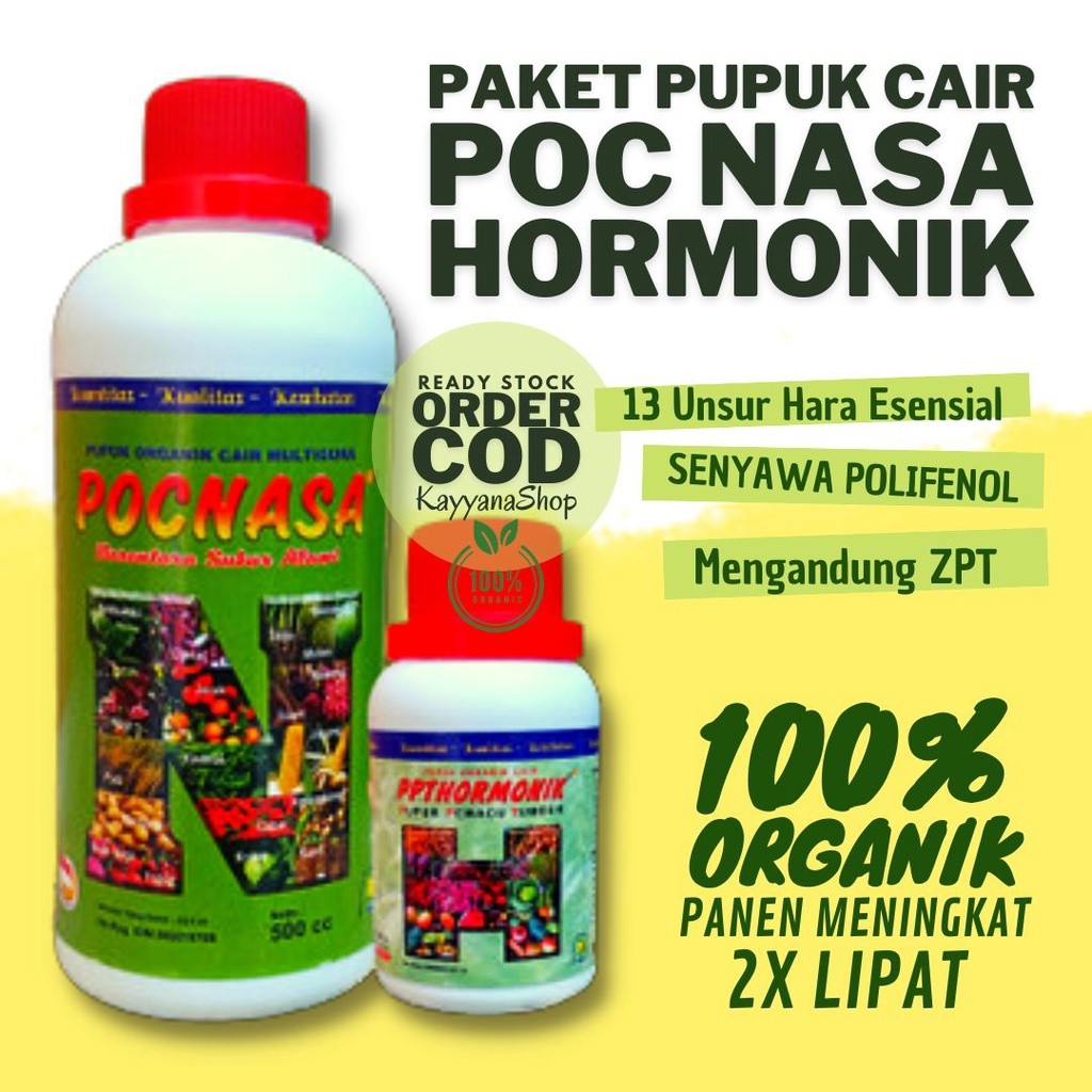 Paket Pupuk NASA POC Nasa 500 cc Hormonik 100 cc / Pupuk Padi Sawah / Pupuk Padi Cair Terbaik / Pupu
