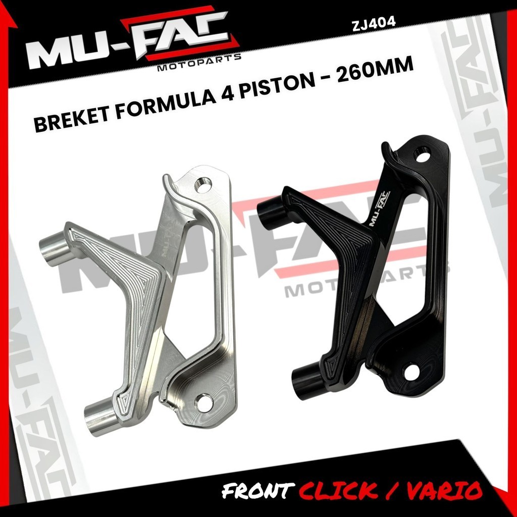 BM Breket Kaliper FORMULA 4 Piston Kiri UK 260mm MUFAC Motor Click Vario Beat Scoopy ALUMINIUM CNC