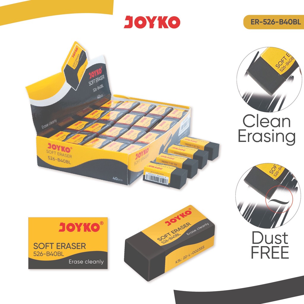 

JOYKO Eraser Penghapus 1 Pack ER-526-B40BL Isi 40 Pcs