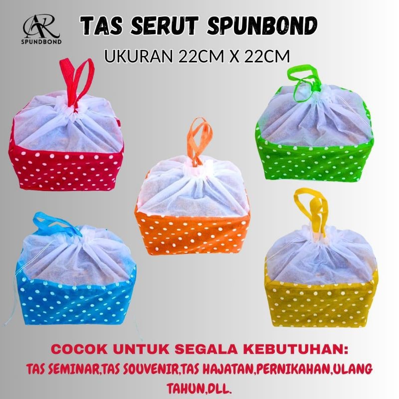 (SATUAN) Tas Hajatan Spunbond | Tas Hajatan Serut Polkadot | Tas Kain Serut