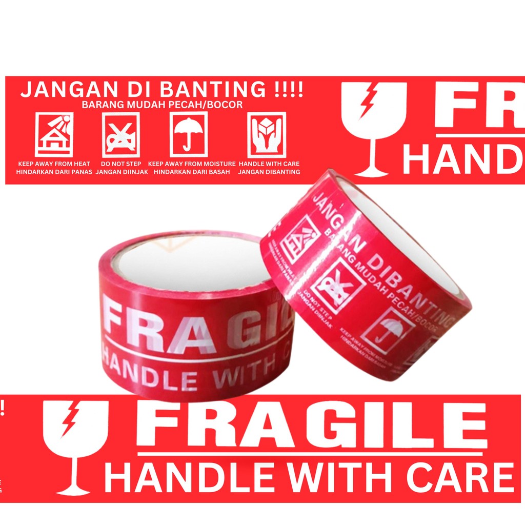 

Lakban Fragile Merah 2 Inch 500 Yard Jangan Dibanting 48 45 Mm 2" 500Y Handle With Care