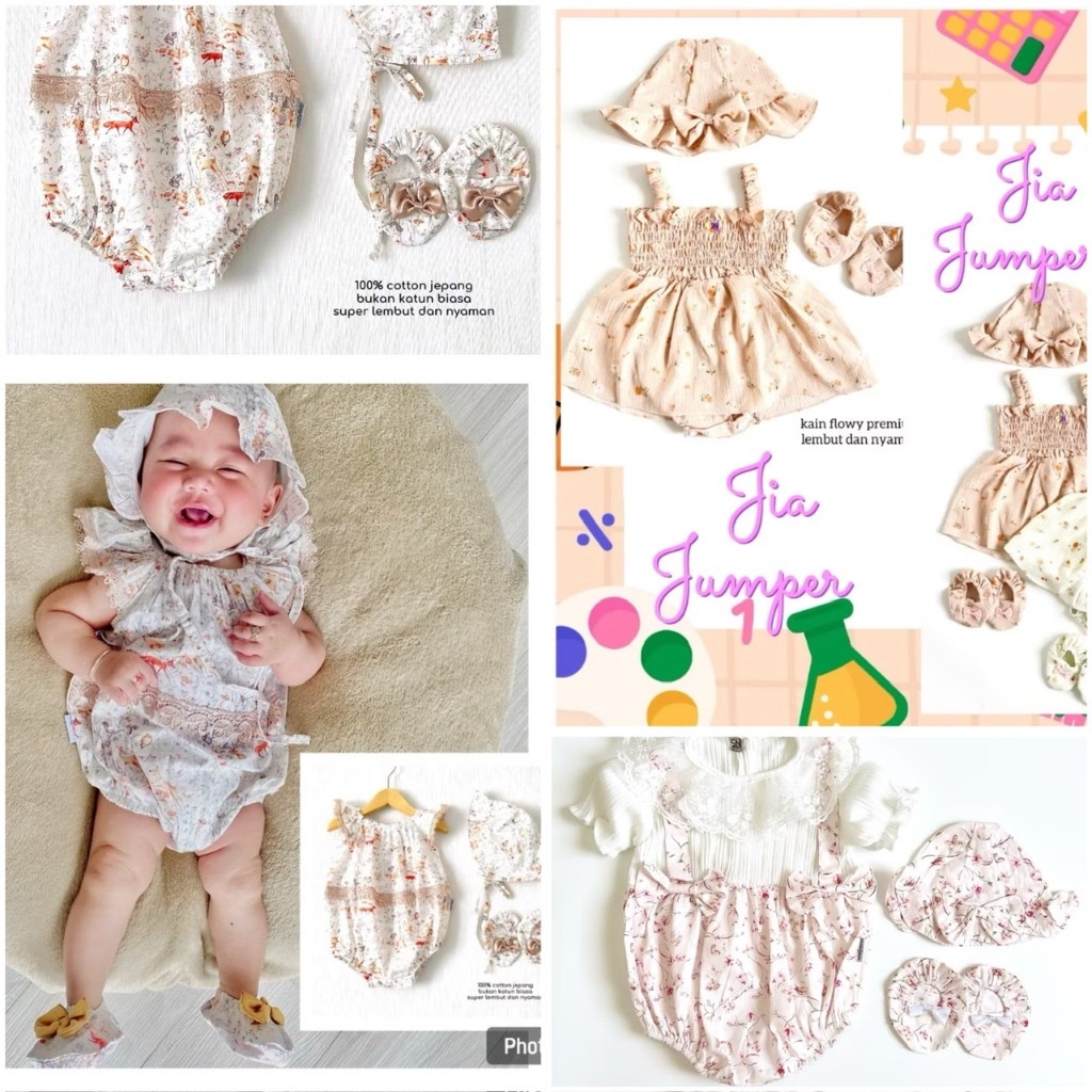 Pakaian Bayi LucuJUMPER NEWBORN BABY GIRL SET 3 in 1 / BAJU BAYI PEREMPUAN 0-12bulanBaju bayi murah