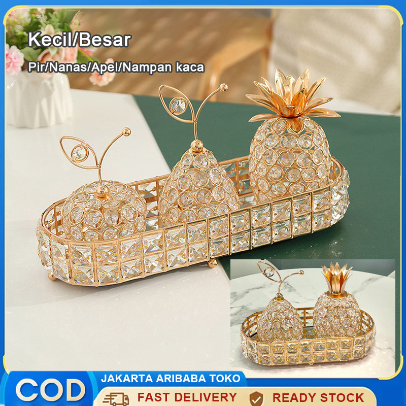 Kristal Buah / Crystal Pir / Nanas / Apel /Nampan Kaca kristal Ornament Crystal Buah / Dekorasi Ruan