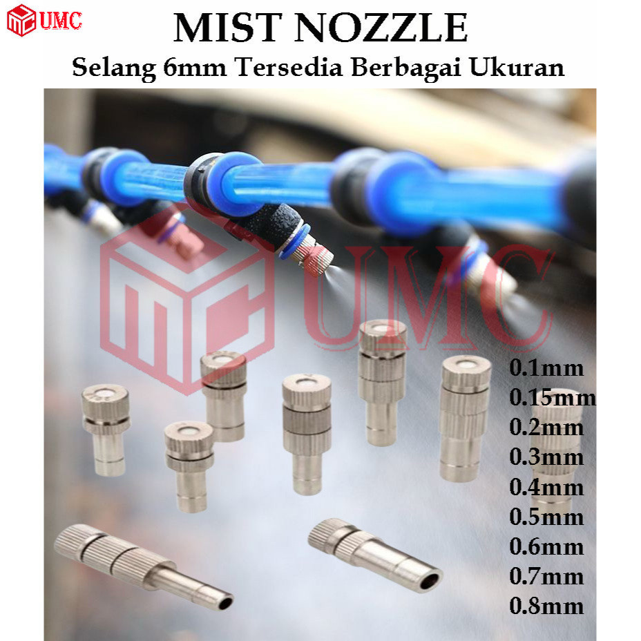 MIST NOZZLE SPRAYER EMBUN 0.1 mm 0.2 mm 0.3 mm 0.4 mm 0.5 mm 0.6 mm 0.7 mm 0.8 mm HEAD MISTING KABUT