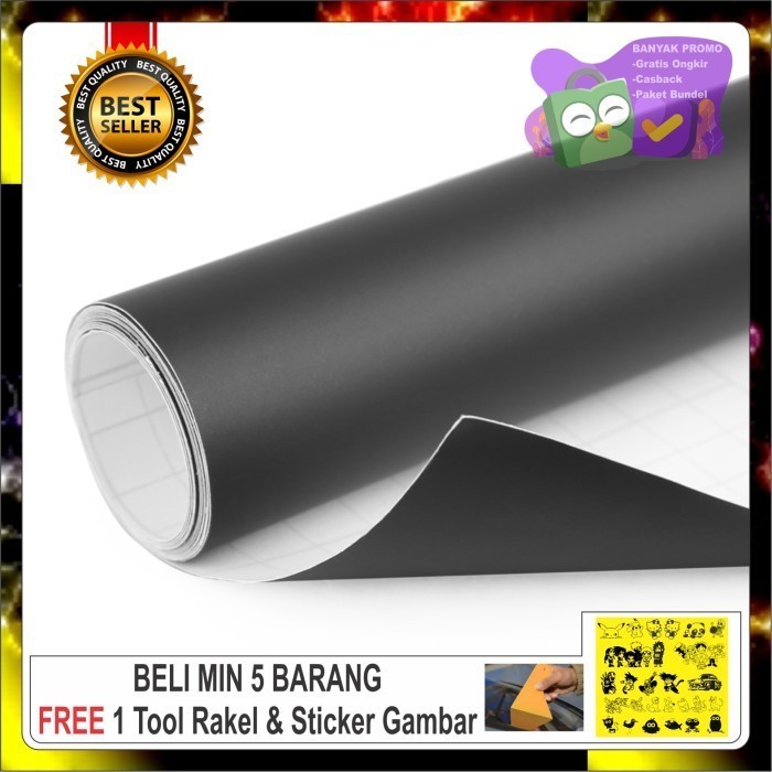 Stiker hitam doff/mate / skotlet hitam doff 1 ROLL