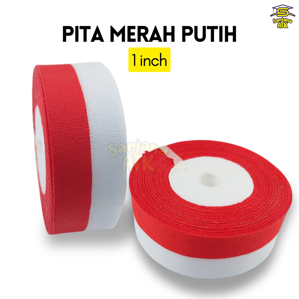 

Pita Kain Merah Putih 1 Roll Utuh 1inch / Pita Kain Pita Hias Agustusan Per Roll