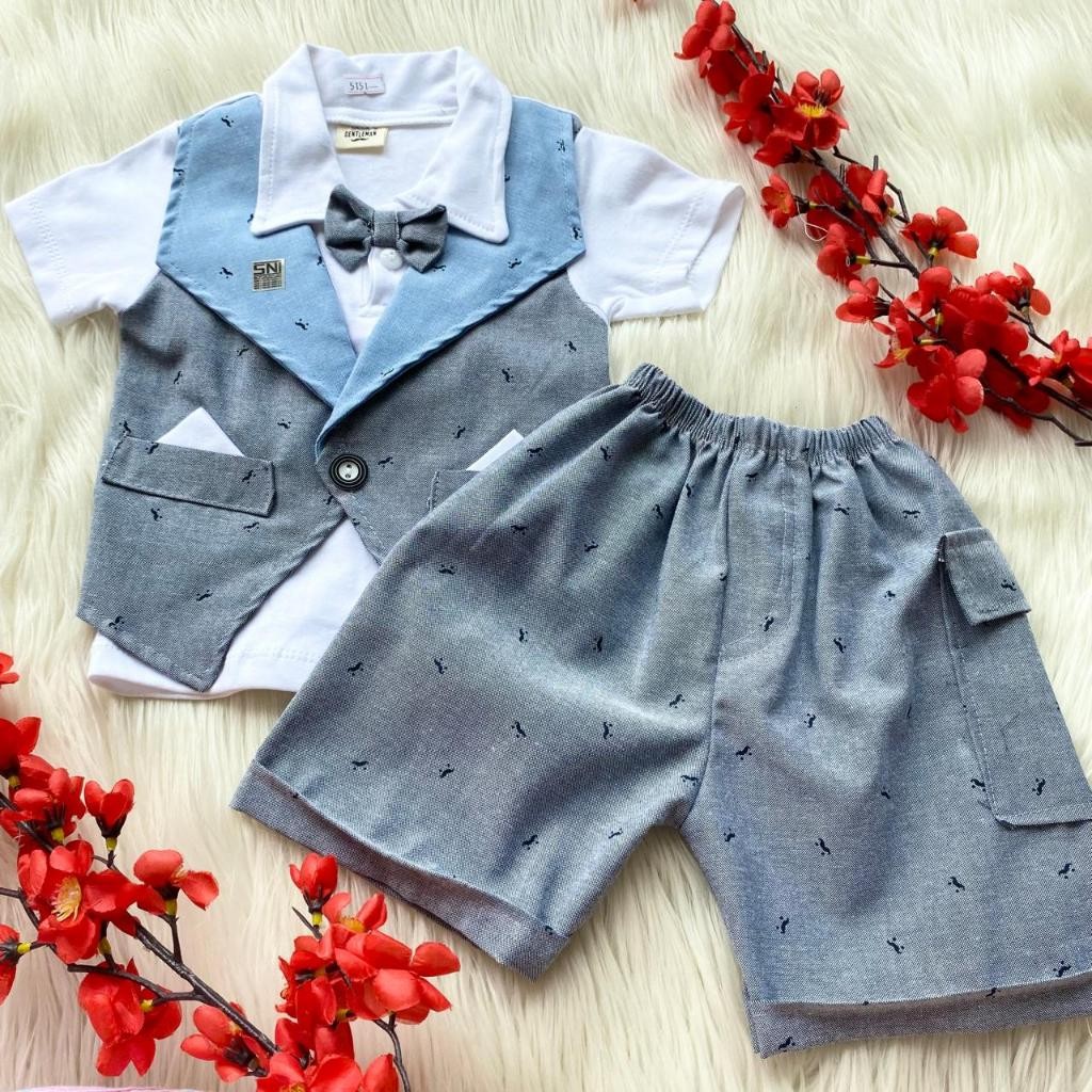 Baju setelan rompi bayi laki laki 0 6 bulan setelan bayi cowok bestseller murah kekinian -kbaw