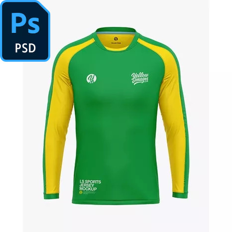 BRIKFID-PRO Men’s Long Sleeve Raglan Sports Jersey T-Shirt Mockup | Mockup Tshirt High Quality Photo