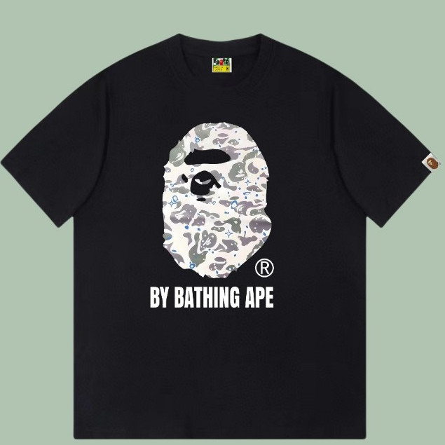 T-shirt Oversize [NEW]AAPE 100% original color pattern ape head trendy men T shirt pure cotton round