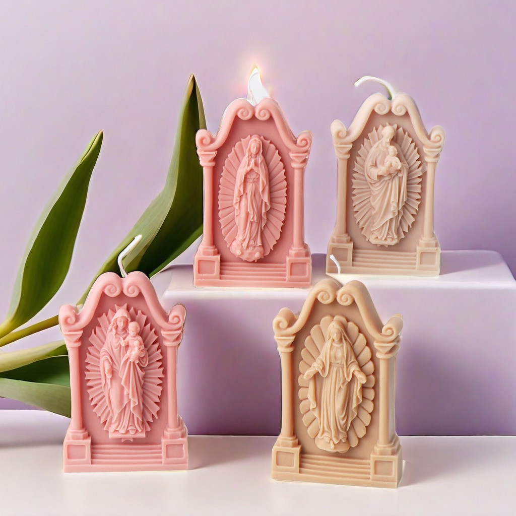 

3D Photo Frame Virgin Jesus Queen Goddess of Justice Candle Mold DIY Religionary Statue Resin Plaster Crafts Making Home Decor