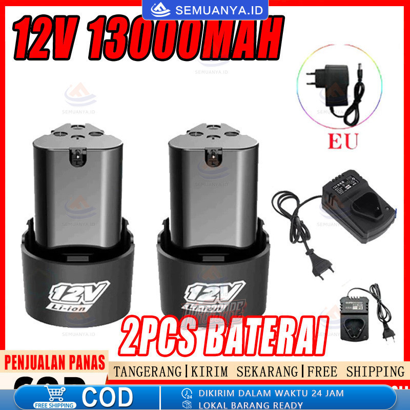 (2pcs)12v 1300mah Batrai Baterai Bor Cordless 12V/24V Li-ion Atau Charger Universal 12 Volt Baterai 