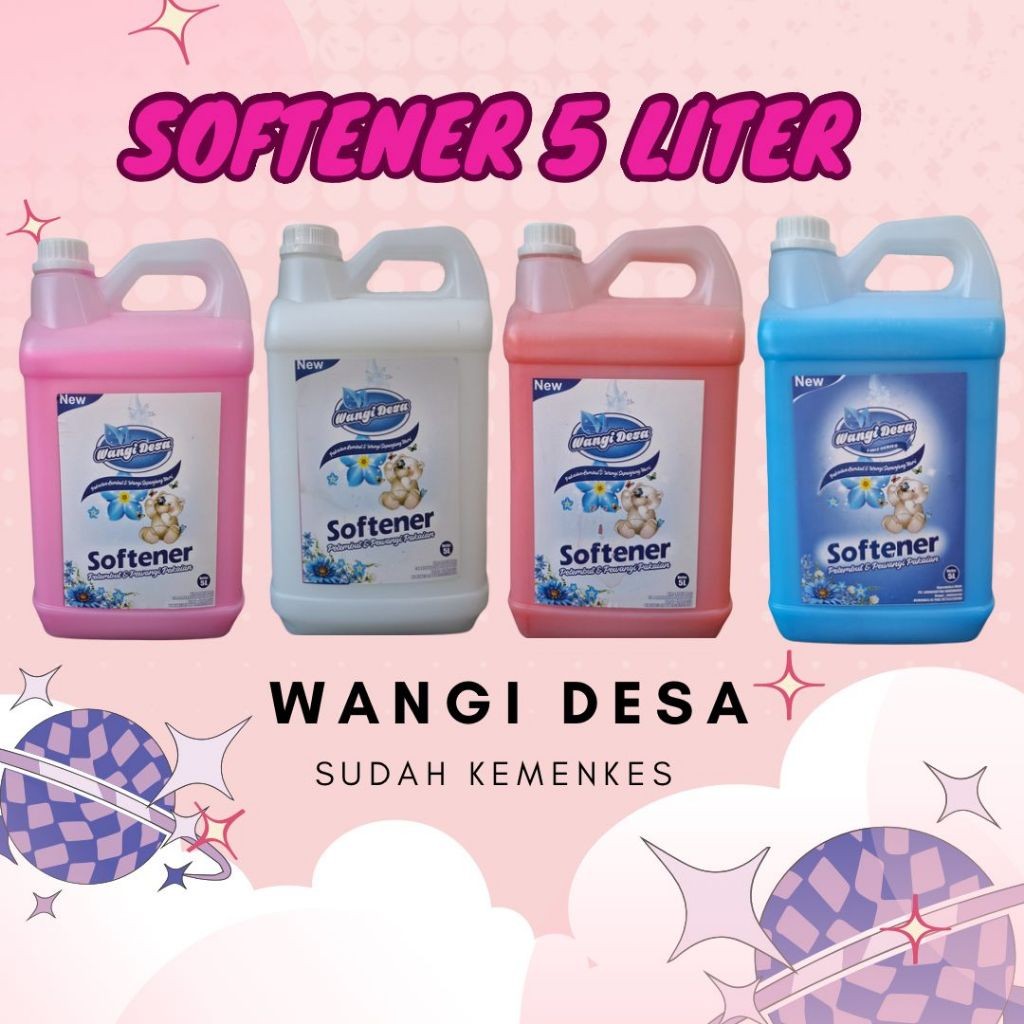 Termurah WANGI DESA Softener Laundry Pewangi Pelembut Pakaian 5 Liter Wangi Tahan Lama