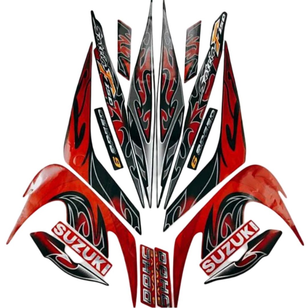 Stiker Striping Motor Suzuki Satria Fu F150 Barong 2010 Merah Full Body - Motorcycle