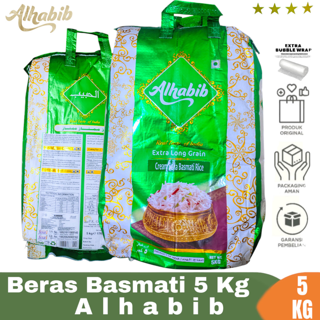 

Beras Basmati Alhabib 5kg Extra Long Grain Import India Premium Rice