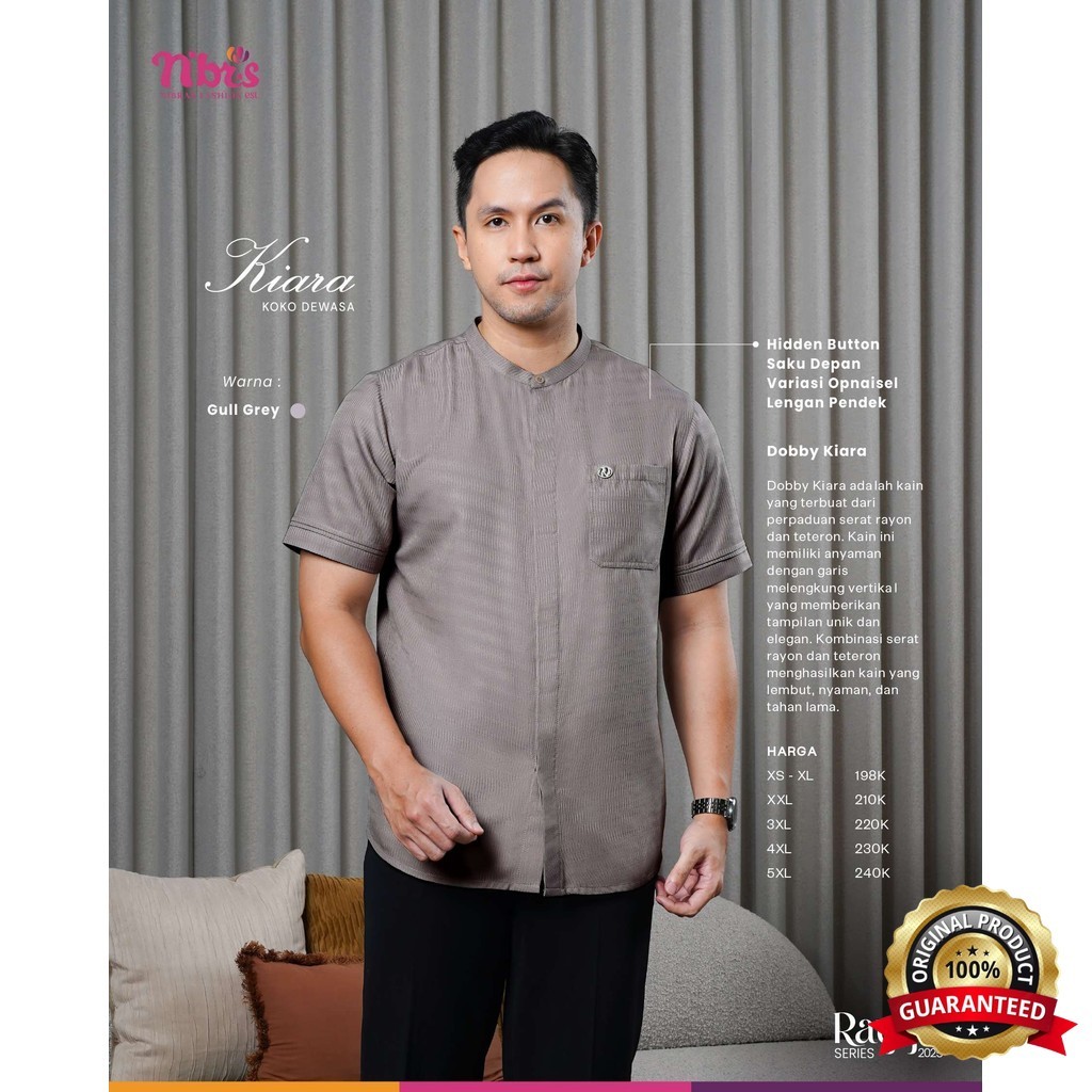 SabilaMall - Sarimbit Lebaran Terbaru Koko Pria Lengan Pendek Kiara Koko Baju Muslim By Nibras