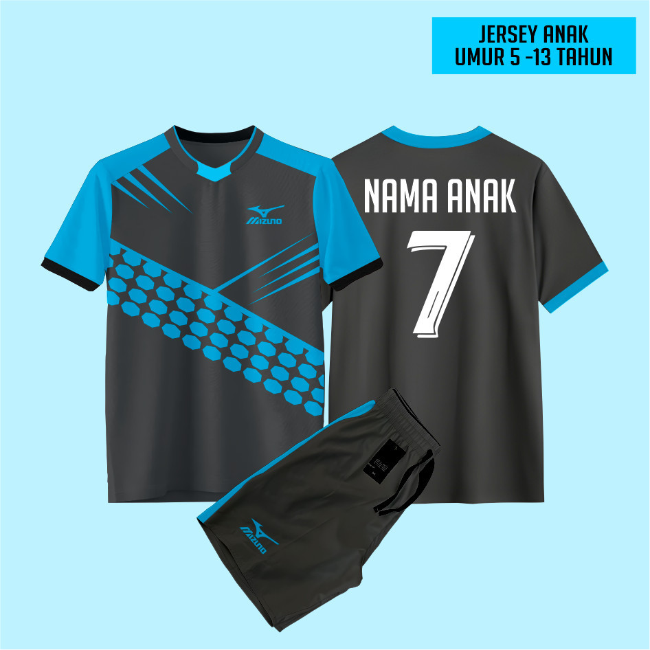 Baju Bola Sablon Nama + Nomor Jersey Futsal Custom Anak Anak Jersey Bola Custom Nama Anak S09
