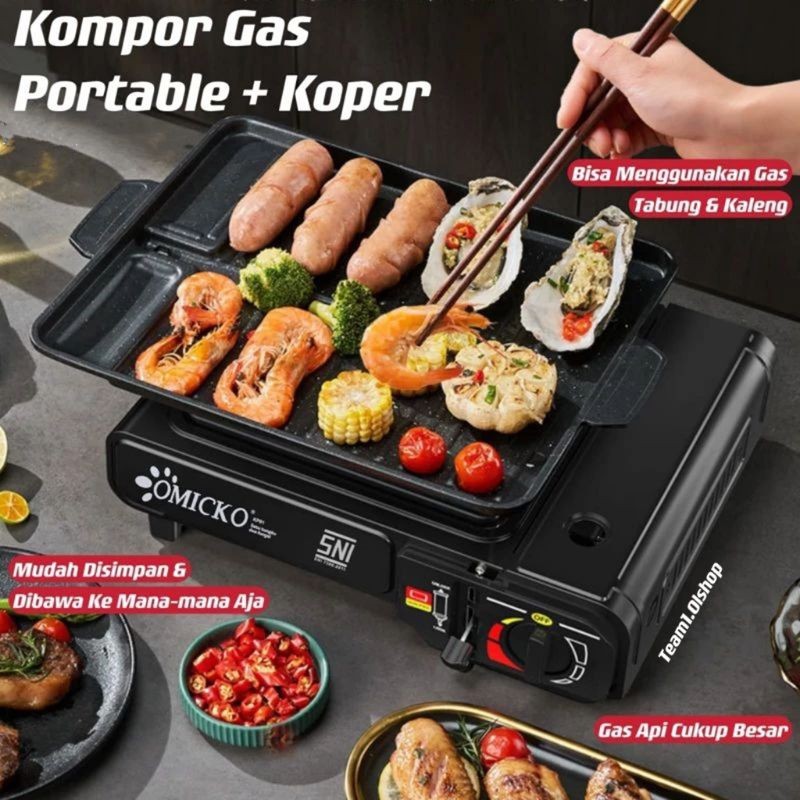 Kompor Gas Portable 2 in 1 /Alat Panggang Kompor Shabu-Shabu BBQ / Kompor Gas Portable Dan LPG Kompo
