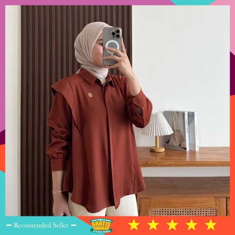 Baju Wanita Atasan Murah Kece Keren / Hitam Basic Army ANDINI Blouse SHAKILLA Polos