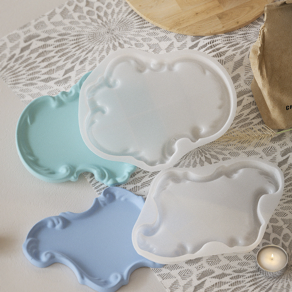 

Tray Resin Molds Irregular Vintage Tray Silicone Mold with Edge Jewelry Tray Trinket Plate Concrete Cement DIY Craft Home Decor