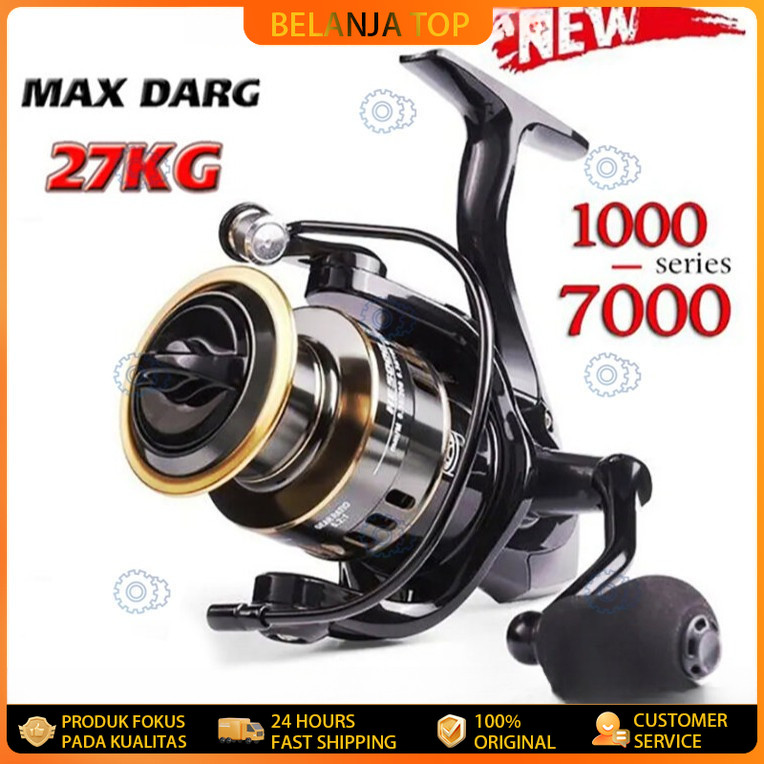 reel pancing alat pancing asli besi fishing reel 10kg drag 5.2:1 Kincir Logam Berkekuatan Tinggi, Gu